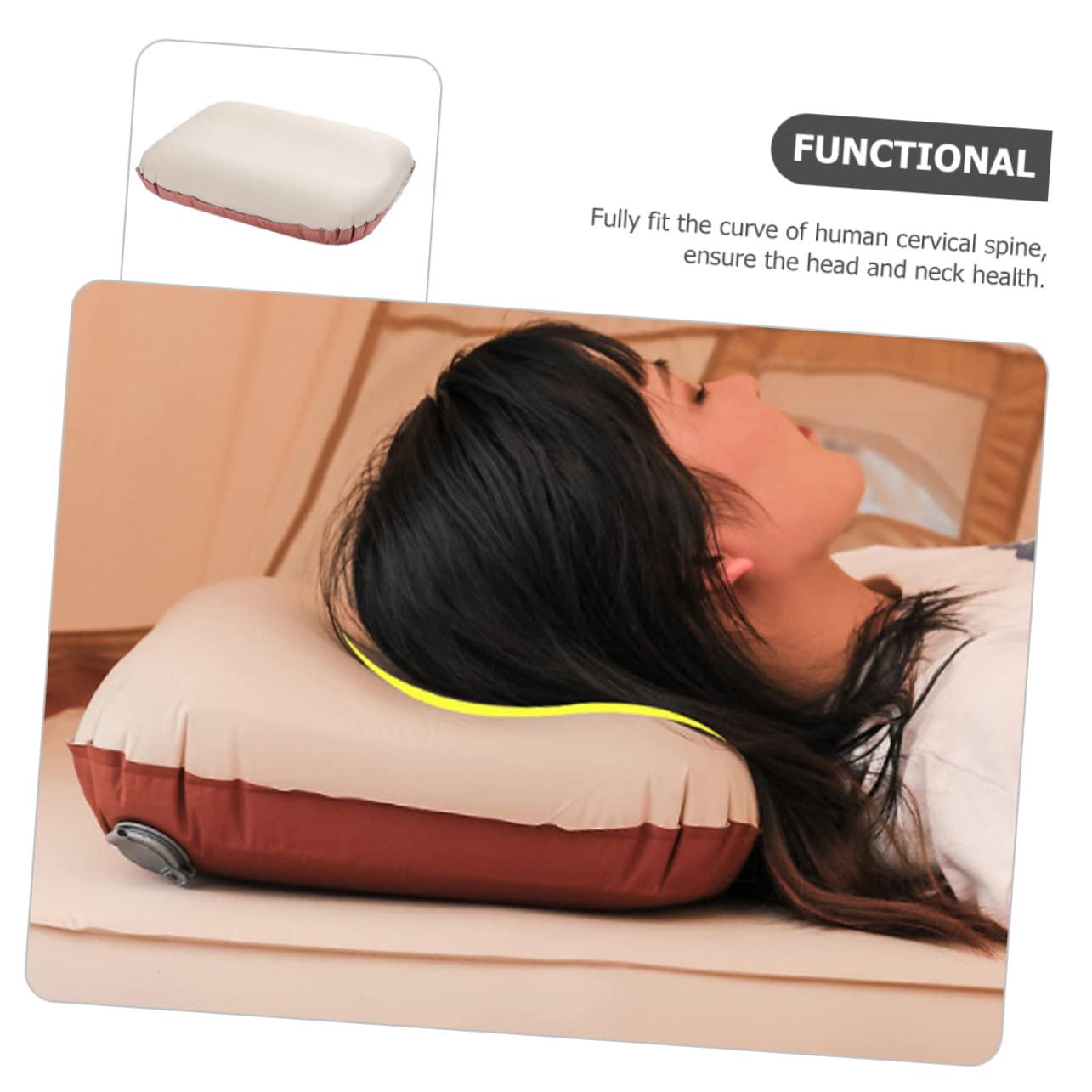 Abaodam Oreiller Gonflable Portable pour Camping et Voyage, Hauteur Réglable, Facile à Dégonfler, en Éponge et Polyester Pongé