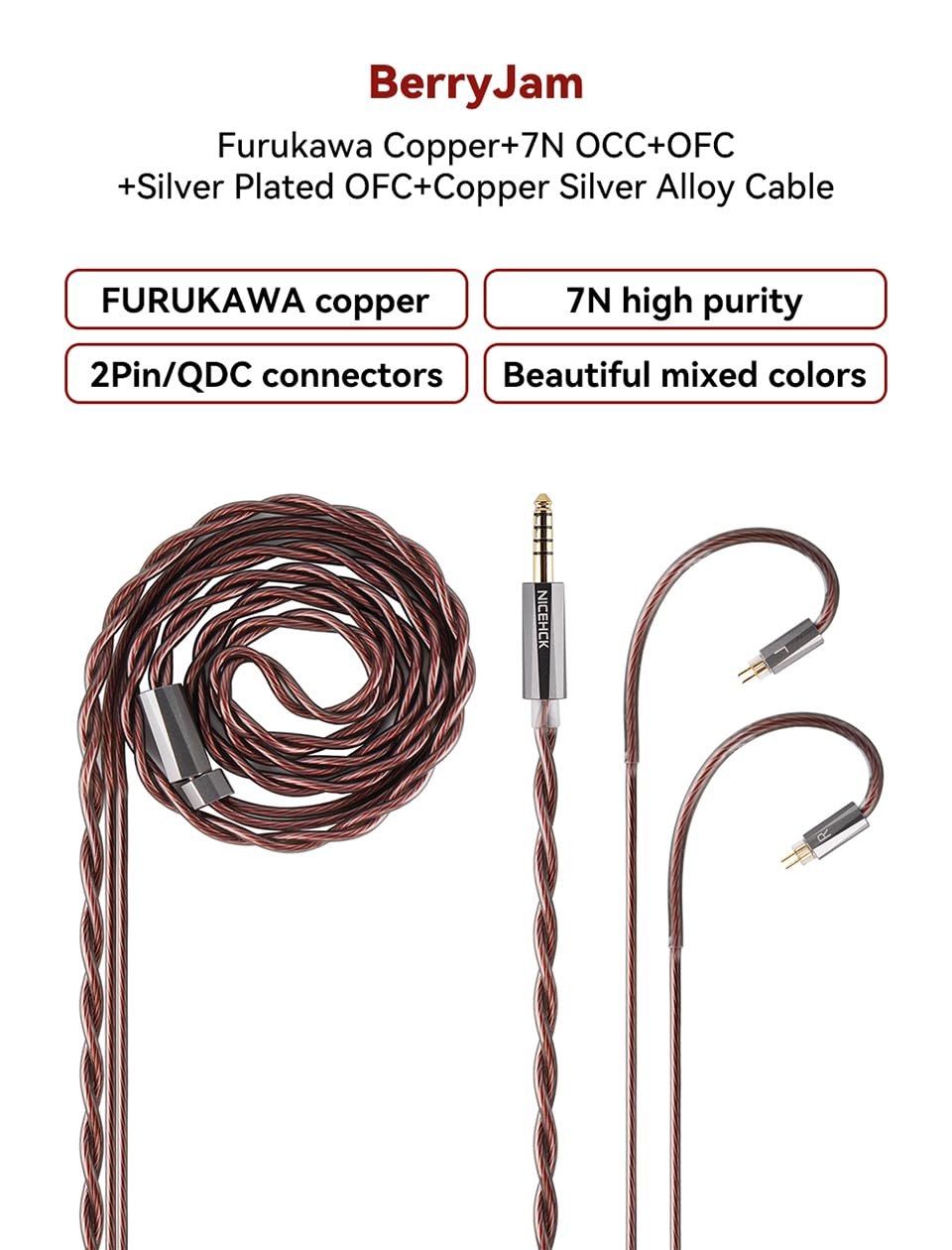 Amazon.com: NICEHCK BerryJam IEM Cable, 7N OCC Earbuds Upgrade