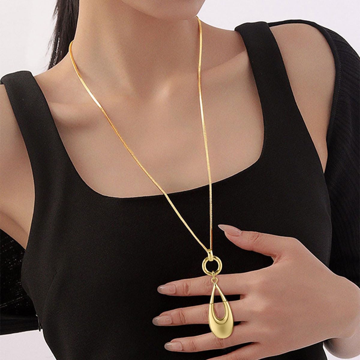 Long Sweater Necklaces for Women Elegant Waterdrop Pendant Layered Y Statement Bohemian Chain Necklace with Gifts Box Fashion Jewelry - Image 6