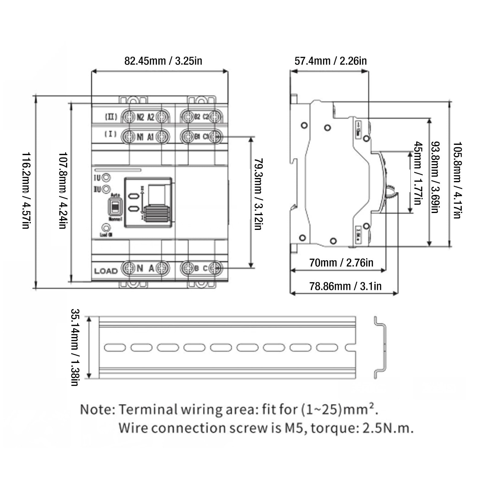 Dual Power Automatischer Transferschalter, 220V 4P 63A Notstrom Netz Umschalter Lastumschalter Kommunaler Netzumschalter Millisekunden Wandlung Notfall Notstromaggregat für Kommunaler Strom, Generator