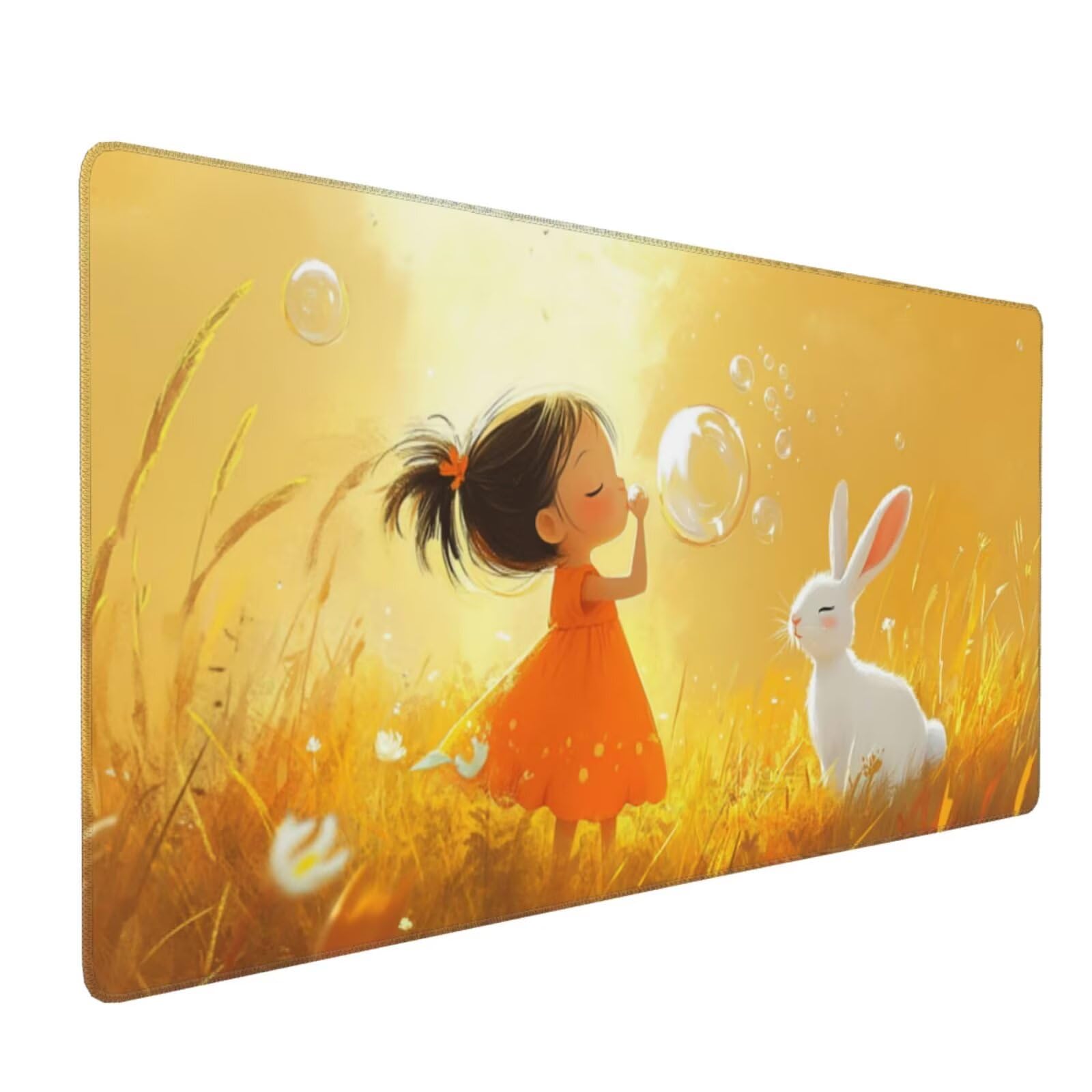 Podkładka pod mysz XXL 1200 x 600 x 3 mm podkładka pod mysz dziewczęca podkładka pod mysz królik poprawia precyzję i szybkość, antypoślizgowe wodoodporne, szyte krawędzie, akcesoria do gier, komputer