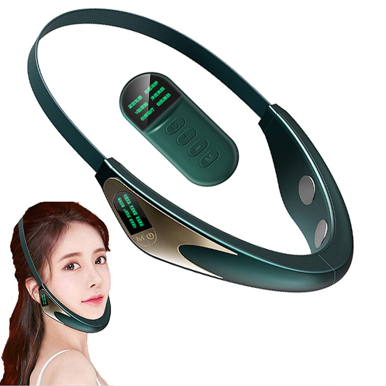 Máquina De Adelgazamiento Facial, Dispositivo De Adelgazamiento Facial Con Microcorriente EMS, Dispositivo De Elevación Facial En Forma De V, Masaje Facial De Papada Fina (Verde)