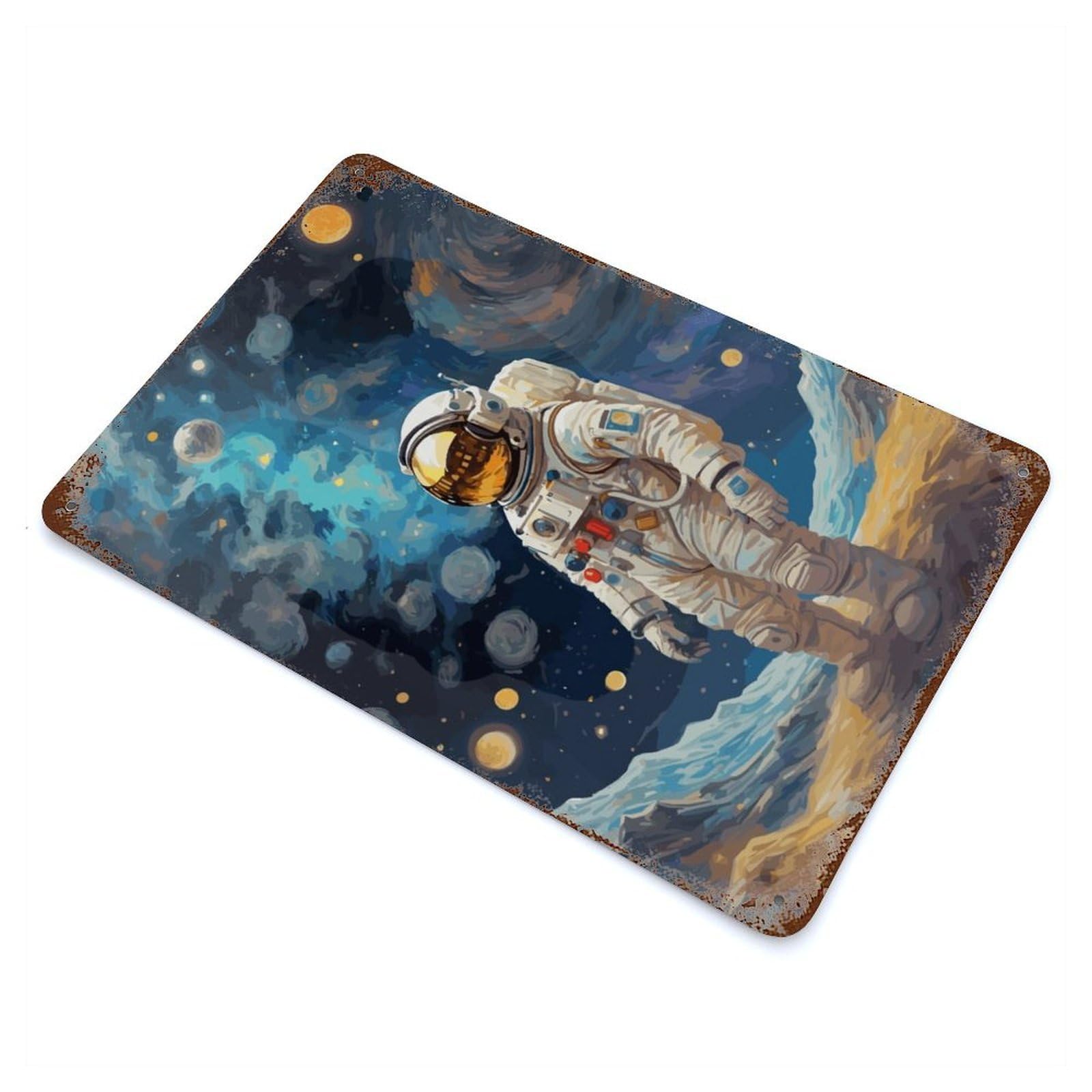 Astronaut Space Fantasy Decorative Tin Sign 11.8"x7.9", for Bistro, Counter And Cafe Decor, Retro Wall Decor