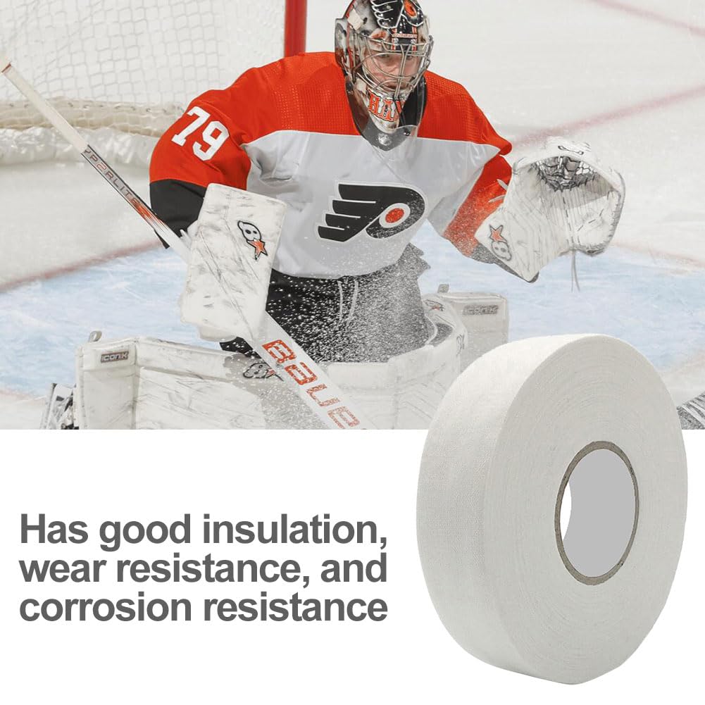 KARELLS Ruban de bâton de Hockey,Ruban De Hockey Adhésif,Ruban de Hockey,Ruban de Hockey Auto-adhésif,Ruban de Tissu de Hockey,Grip Tape,pour Raquette de Hockey,Raquette de Tennis,25m × 25mm,Blanc