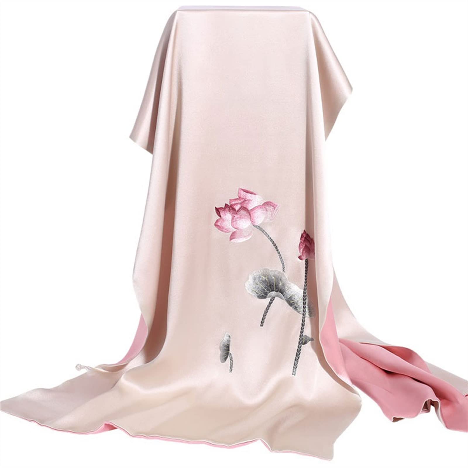 Szal Szalik Jedwabny szal noś go poza sukienką chińskie tradycyjne ręcznie haftowane szaliki wysokiej jakości jedwab duży szal Szalik damski (Color : Pink, Size : 190 * 55cm)