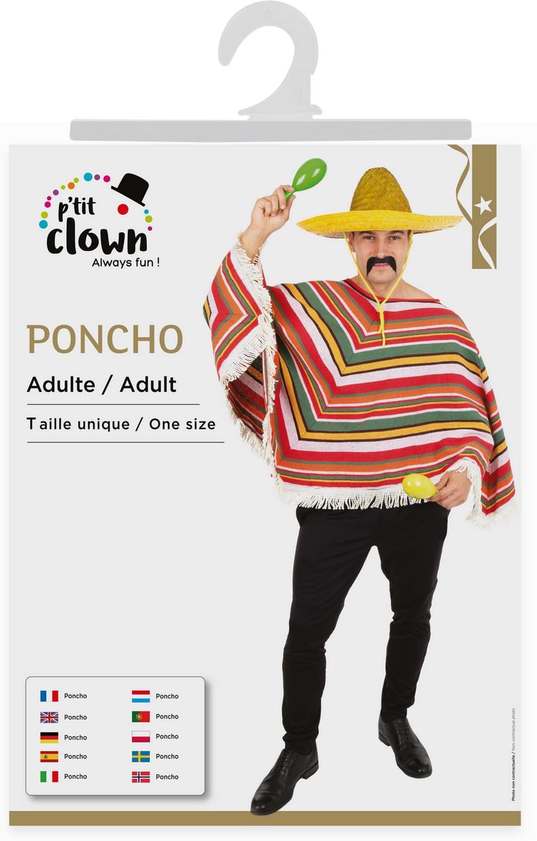 Poncho Messicano Multicolore Per Adulti – Travestimento Fiesta Per Uomo E Donna – Taglia Unica