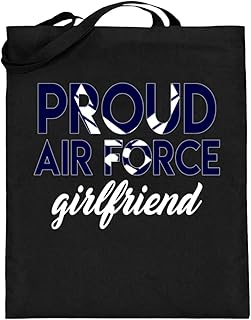Proud Air Force Girlfriend – Aria aerea – Design semplice e divertente – Sacchetto di iuta (con manici lunghi)