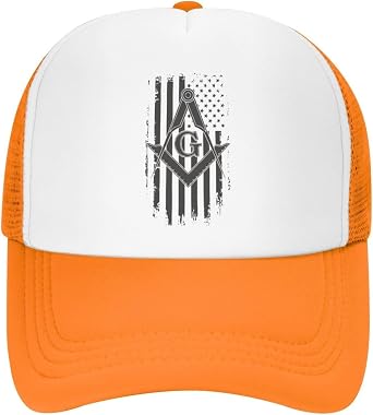 Mens Masonic America Flag Square and Compass freem Gifts Baseball Hats for Unisex Fashion Ball Caps Snapback Caps Orange