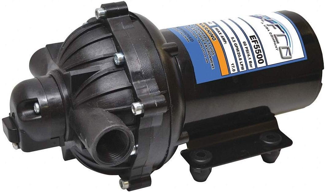 EVERFLO, Polypropylene Diaphragm Electric Sprayer Pump, 5.5 GPM Max, 12VDC