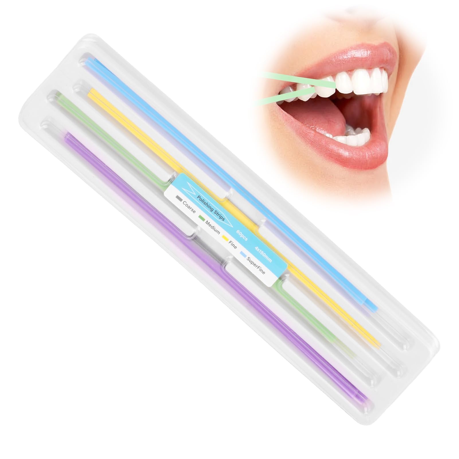 Tira de Pulido Dental 60 Piezas 18×4.5×0.7mm Abrasivos Limpieza Dental Blanqueamiento