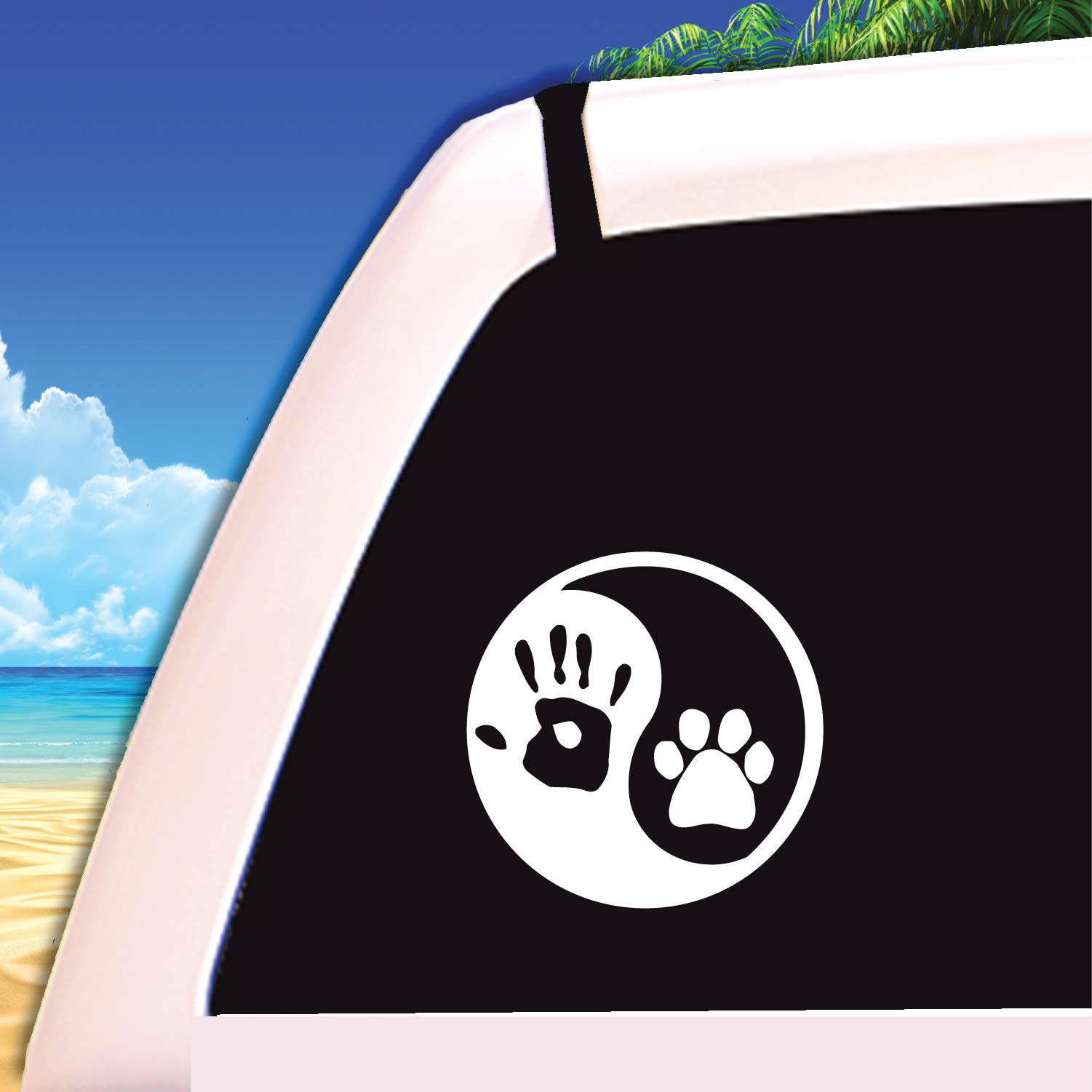 spdecals Ying Yang 4" Human Hand Dog Paw Car Window Vinyl Decal Sticker