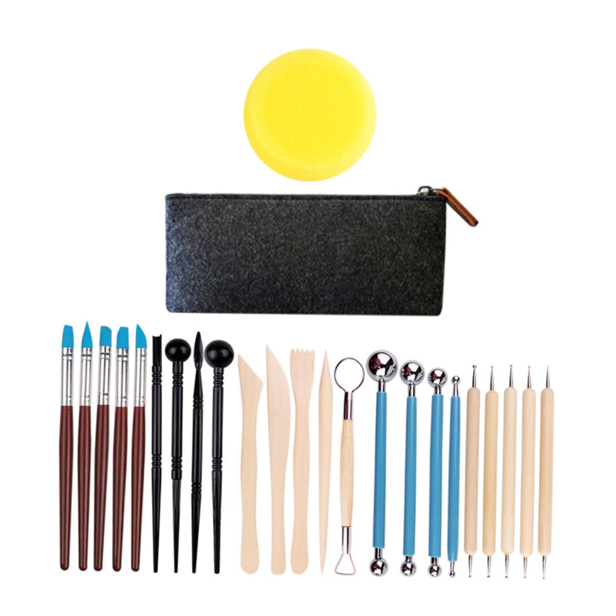 DOITOOL 2 Sätze Schnitzwerkzeug Töpferwerkzeuge Töpferei Polymer Bildhauerei Keramik Clay Modelling Tools skulpturenwerkzeuge lehmwerkzeuge töpferzubehör Clay Tools Schwamm
