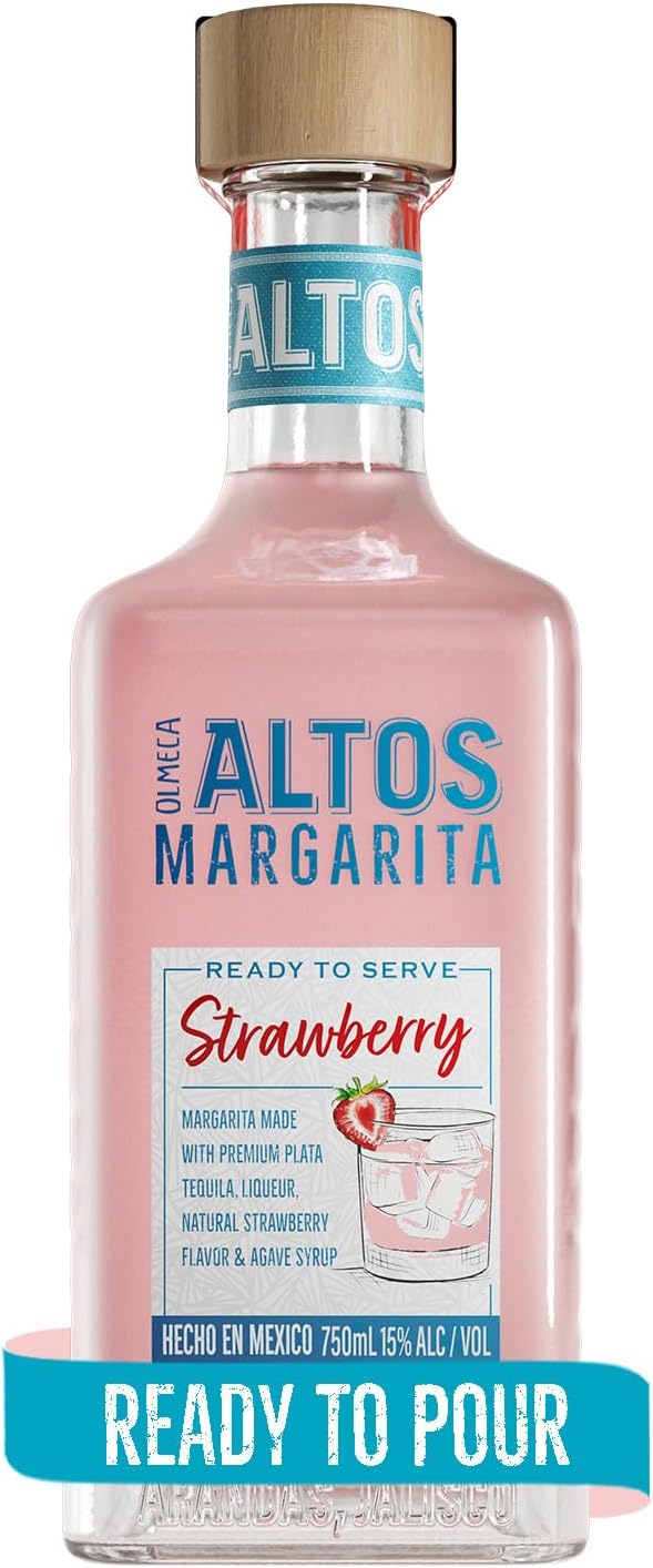 Altos Tequila Ready to Serve Strawberry Margarita 75cl, 14.9% ABV, Bar-Quality Pre-Mixed Margarita Cocktail, Ready To Drink, Infused with Ripe Strawberries | Made from Award Winning Tequila
