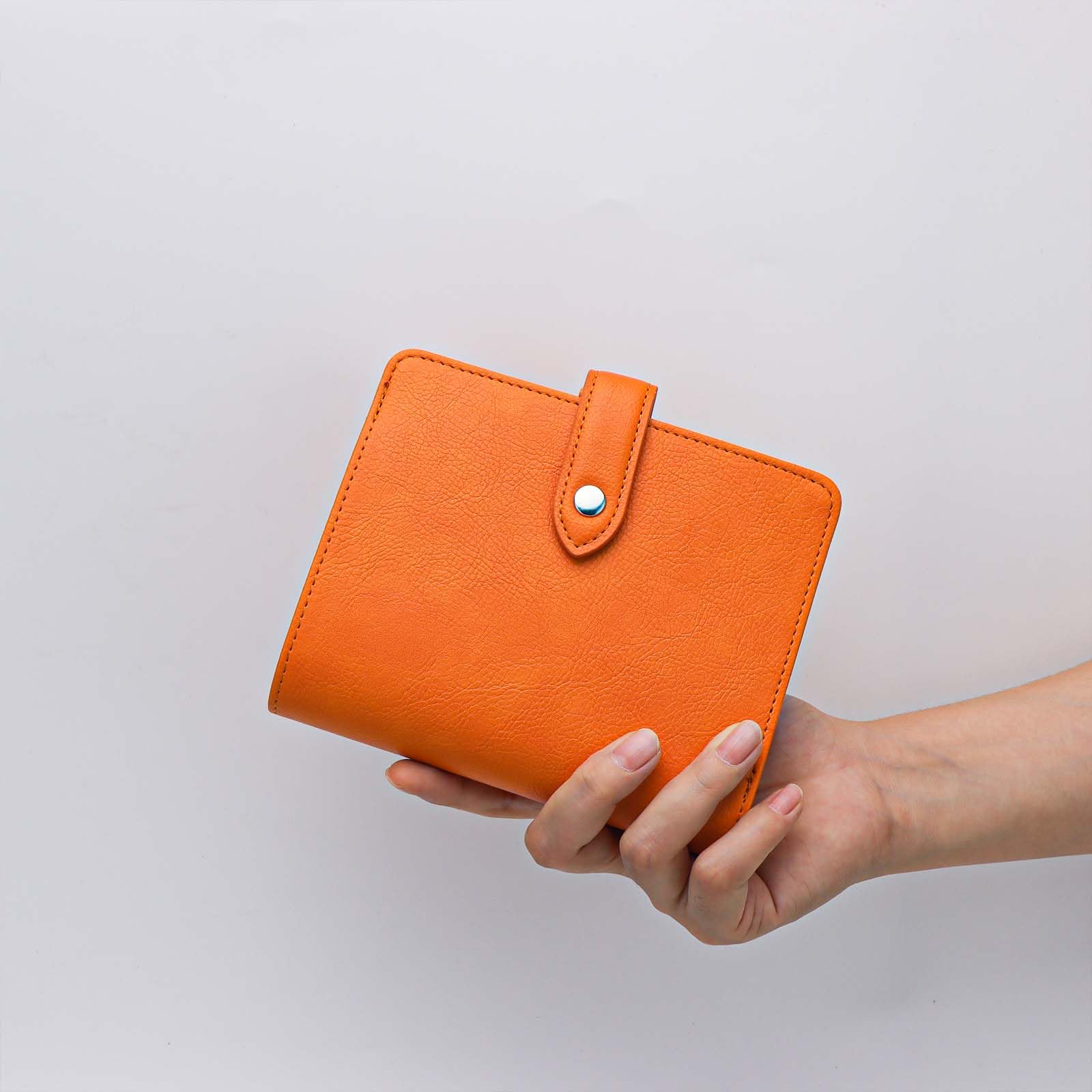 Raccoglitore per contanti, formato A7, mini planner arancione, in pelle PU, con 6 anelli, chiusura a scatto, per borsa, diario, carta A7, buste per contanti