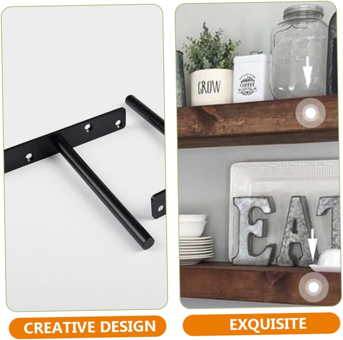 6sets Heavy Duty Wall Fixed Bracket Floating Shelf Brackets Iron Material Easy Install