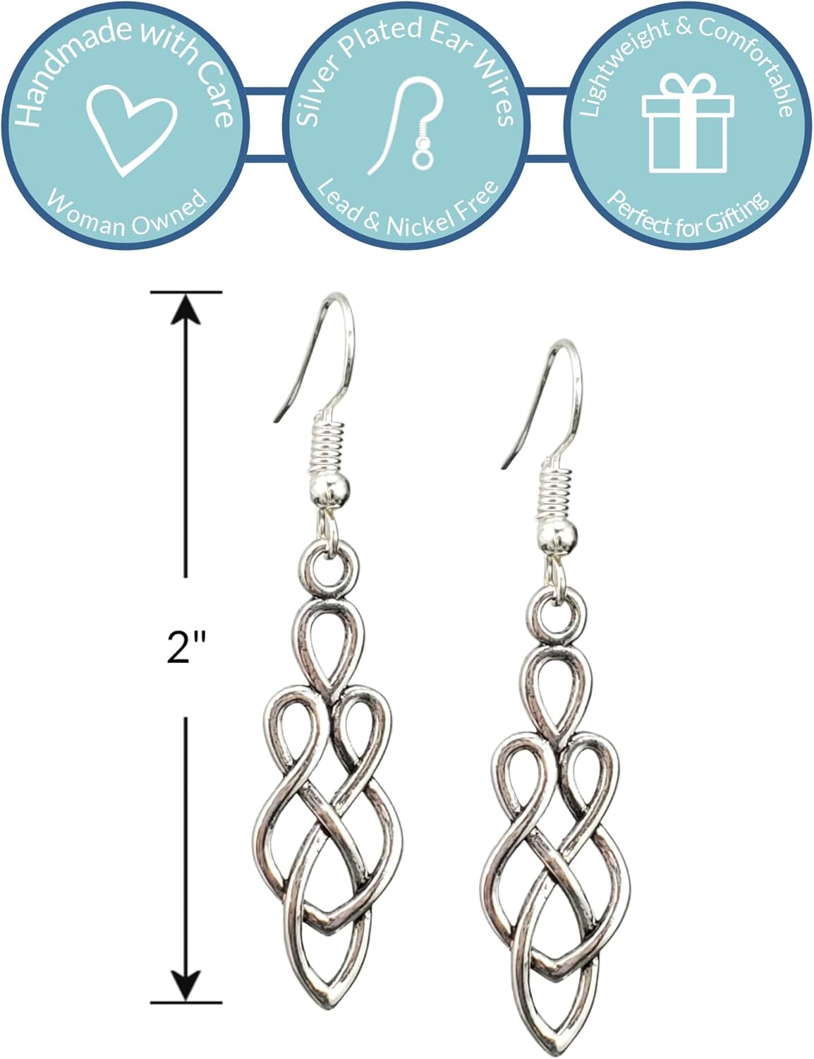 Celtic Fertility Goddess Charm Earrings, Handmade Antique Silver Spiritual Pagan Dangle Jewelry - Image 2