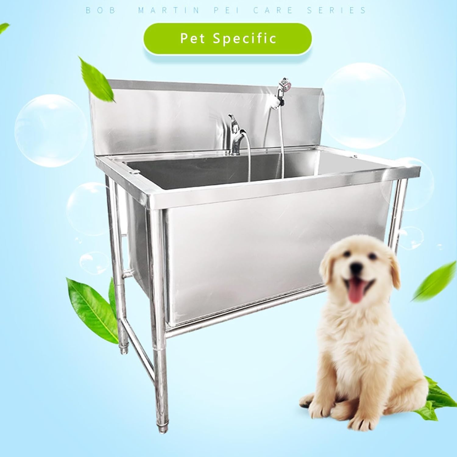 Estación De Lavado De Perros De Acero Inoxidable, Estación De Baño Profesional, Bañera De Aseo para Mascotas, Bañera para Perros para El Hogar, Estación De Lavado De M, 100cm/39in