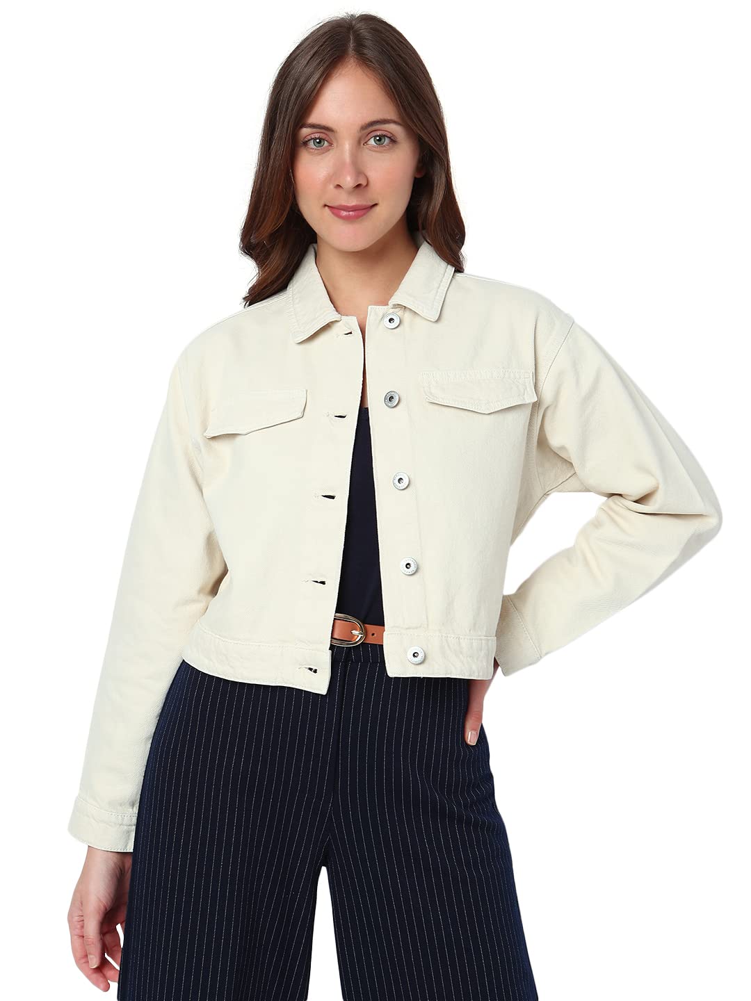 Denim Cotton Regular Fit Men's Jacket-image-0