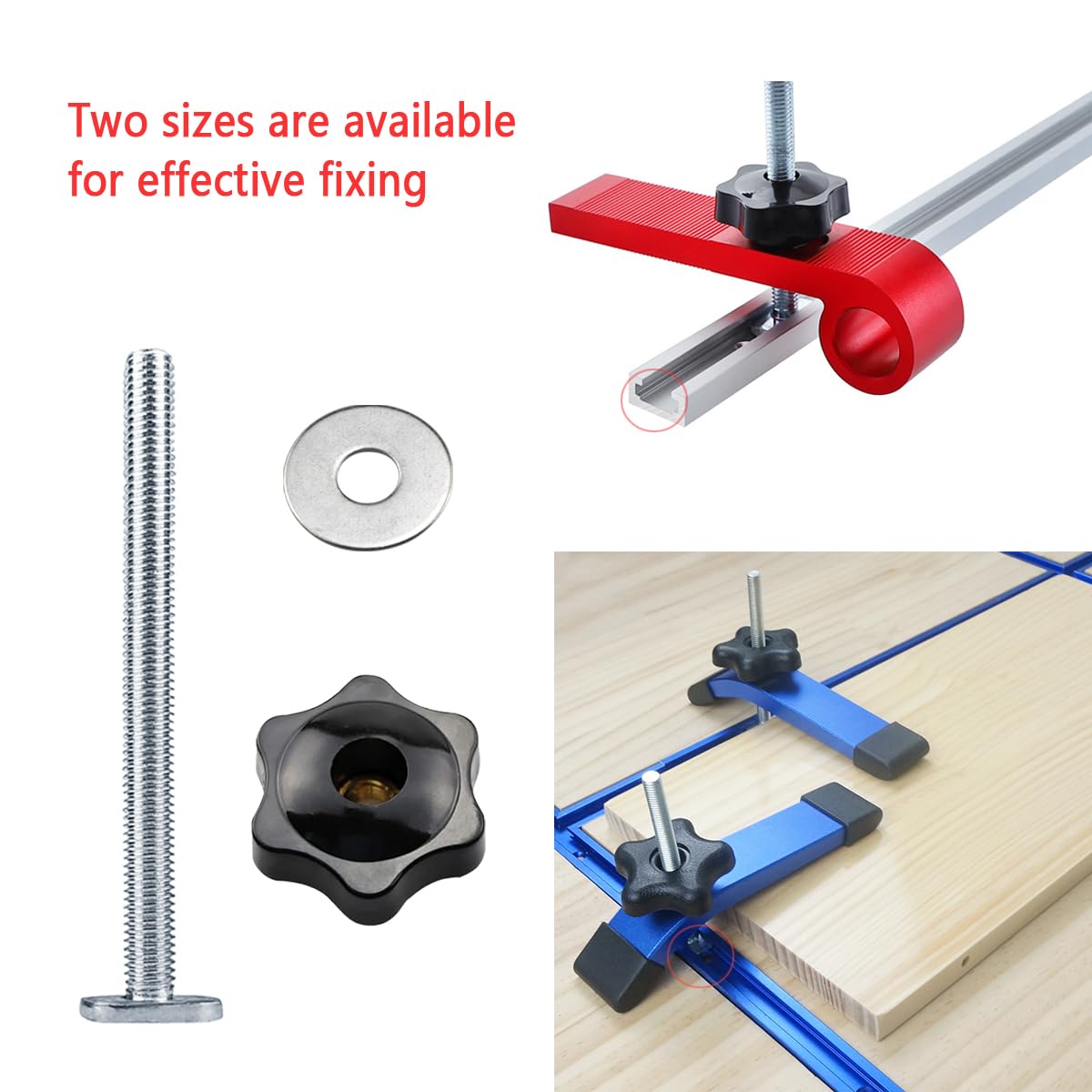 24 Pcs T Track Bolts And Plastic Hand Nuts Kit,M8 t Slot Bolts,T Track Clamp Accessories For Woodworking Tool Slot Fastener And Fixtures (T) - Image 4
