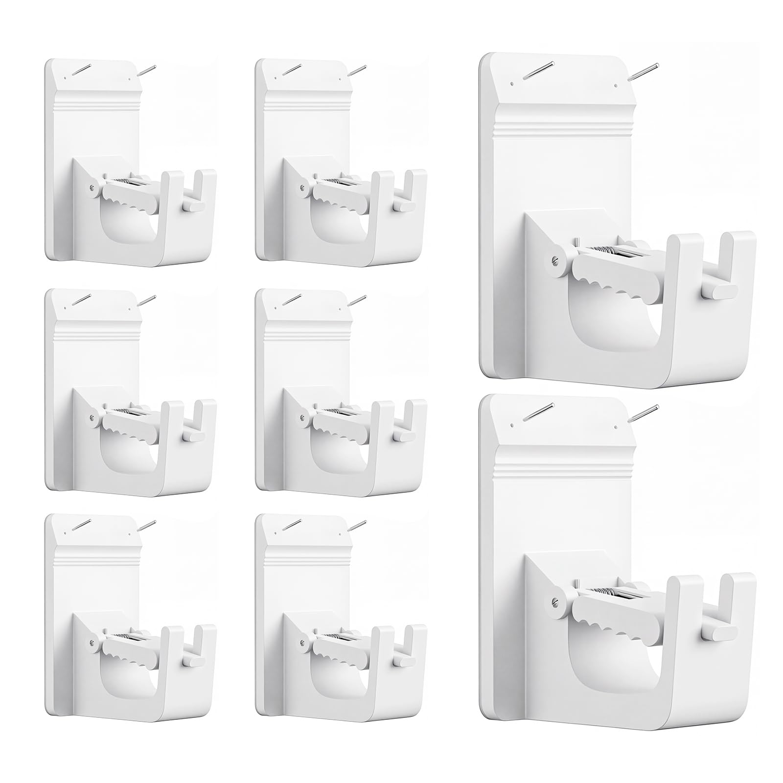 Universal Heavy Duty Curtain Rod Brackets, No Drill Curtain Rod Brackets with Adhesive & Invisible Nail, 30+LB Load Curtain Rod Holders, Damage Free Curtain Rod Hooks for Wall, Bathroom, Kitchen 8PC