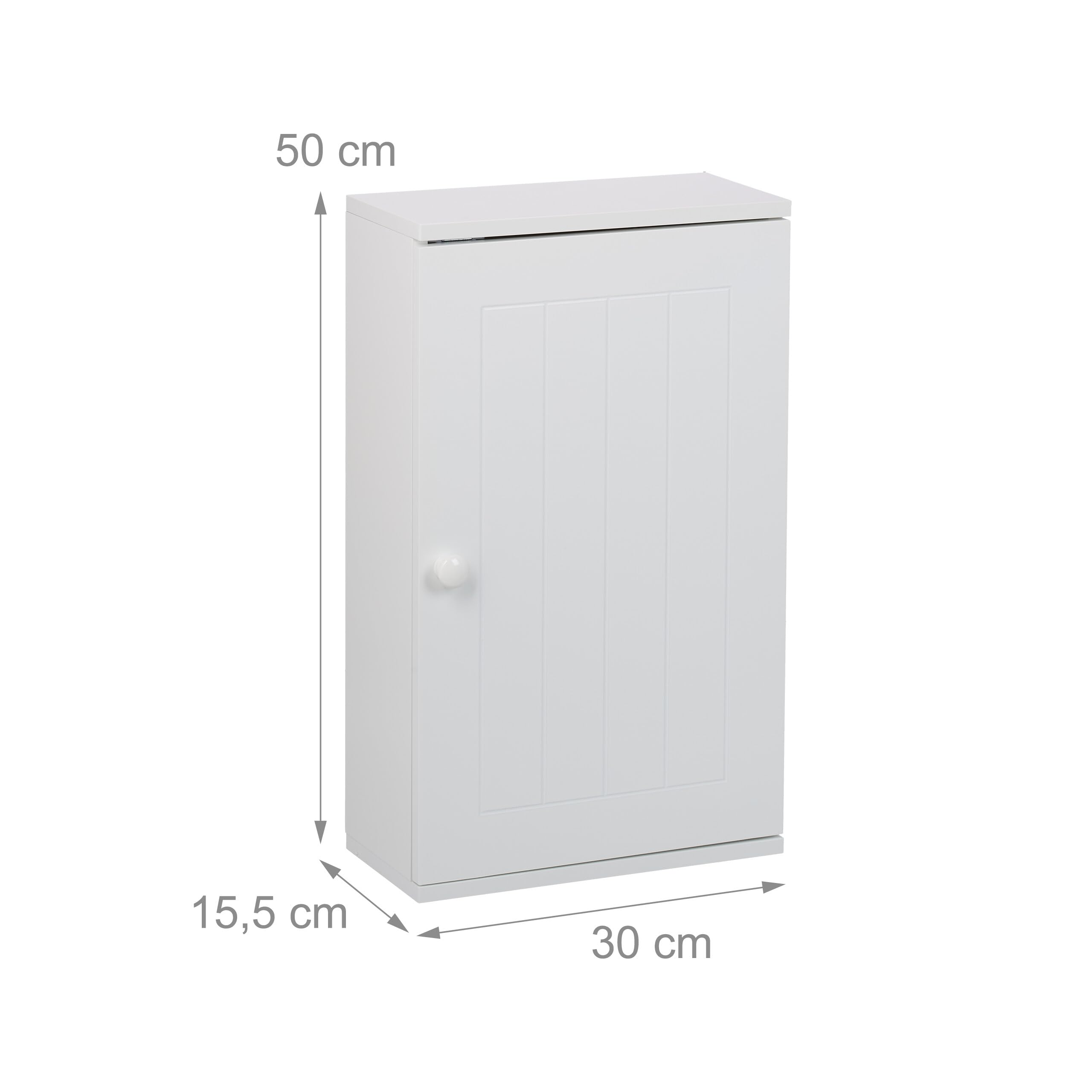 Relaxdays Armario Baño Colgante, con Puerta, 2 Estantes Ajustables, 50 x 30 x 15,5 cm, Mueble Aseo para Pared, Blanco