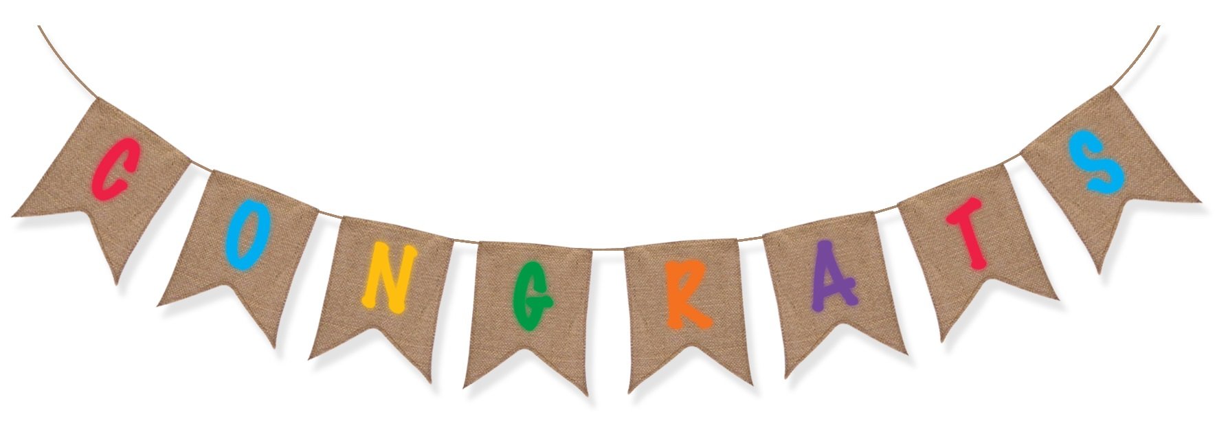 Sterling James Co. Congrats Burlap Banner - Congratulations Party Supplies - Baby Birthday Graduation Gifts