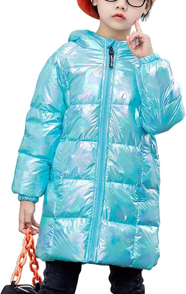 Phorecys Girls Boys Hooded Down Puffer Lightweight Mid-Long Winter Jacket Coats Outerwear for Kids