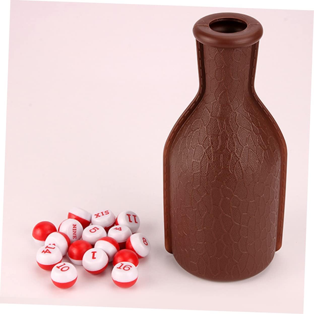 Billiard Shaker Bottle Set with Balls Snooker Pool Dice Accessory for Home Entertainment and Parties Plastic Design Brown