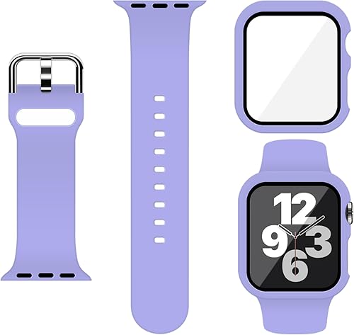 Correa de silicona deportiva y funda con protector de pantalla para Apple Watch Series 11, Series 10, Series 9, Series 8, Series 7, Series 6 SE (Gen