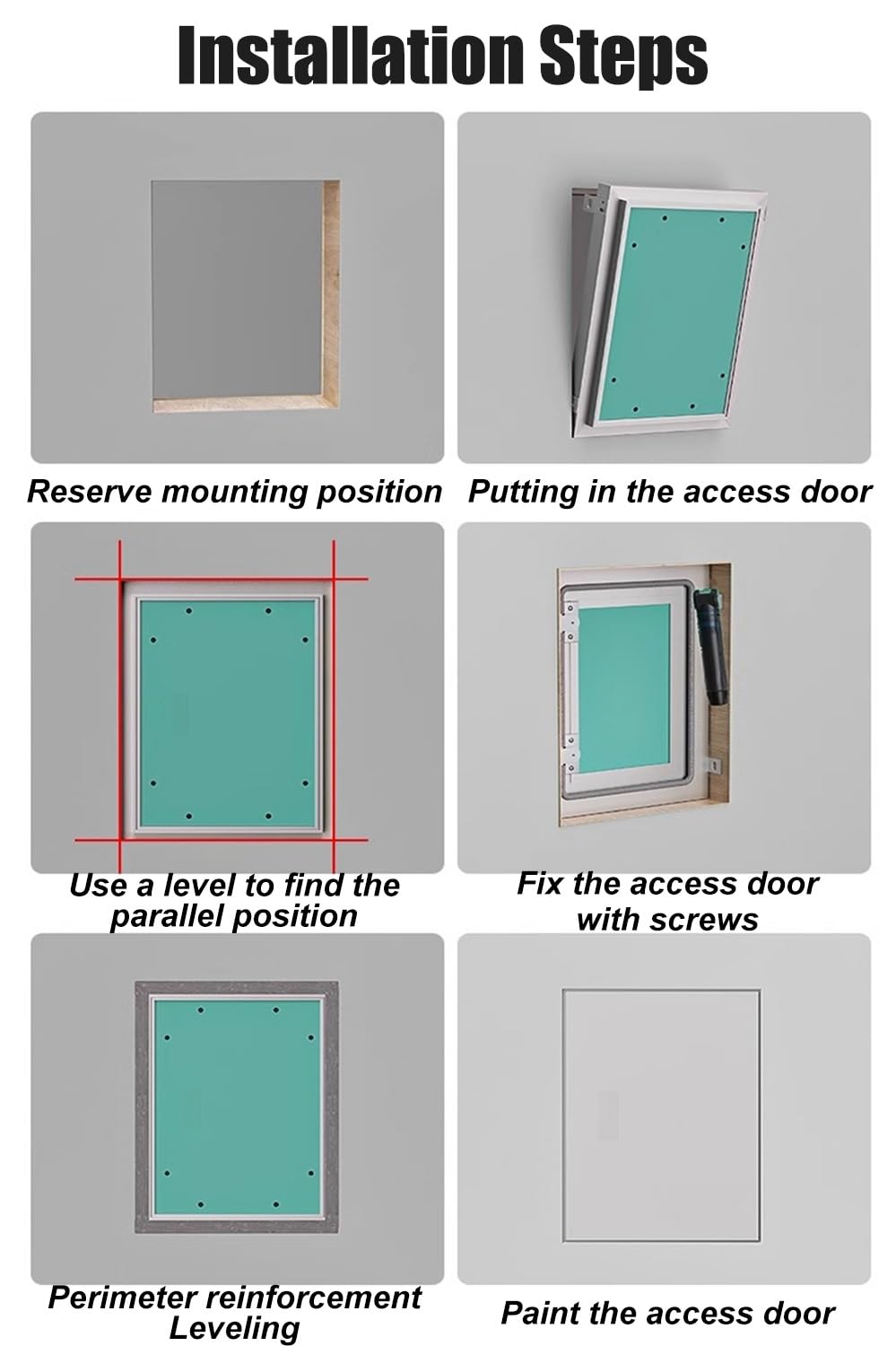 Genérico Puerta de Acceso Oculta de Gran tamaño, empotrada, con trampilla de inspección Oculta para Placas de Yeso Laminado, Tapa de inspección pintable - Solución de Acceso para Placas de Yeso lamin