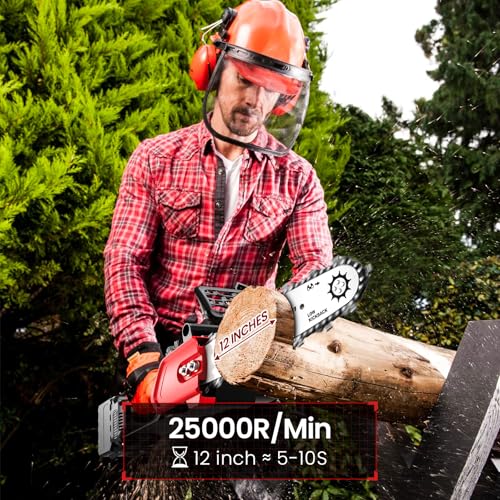 Electric Chainsaw, 12 Inch Cordless Chain Saw with 2 Rechargeable Batteries - Image 4