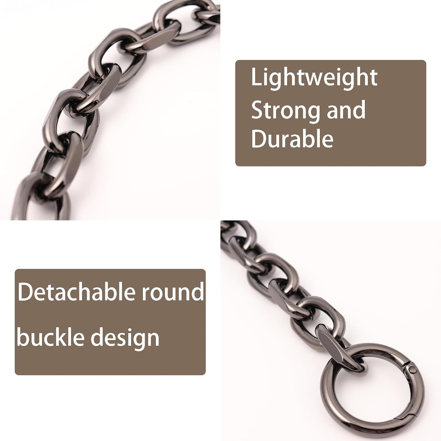 Purse Strap Extender Extension Chain for Hobo Handbag，Metal Chain Strap Extender Replacement for Crossbody Bag，No-Punch Bag Modification Accessories (Gunmetal 7.5Inches) image 3