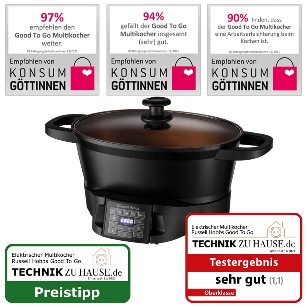 Russell Hobbs Multicooker 6.5 L - 8 Funzioni di Cottura Tra Cui Cottura Lenta, a Vapore, Cuociriso, Sottovuoto, Arrosto - Dispaly Digitale, Pentola Lavabile in Lavastoviglie 28270-56