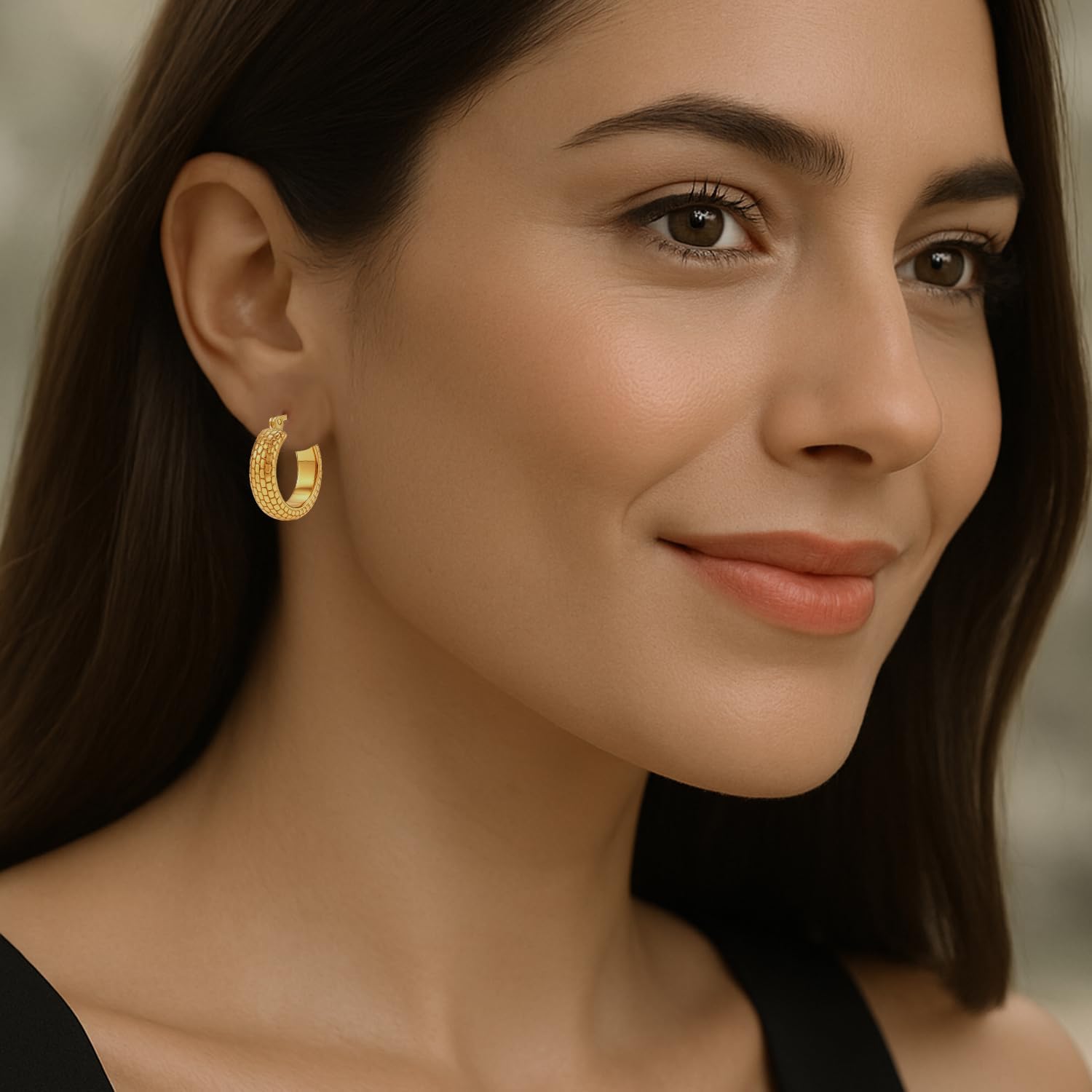 LeCalla 925 Sterling Silver Bali-Style Hoop Earrings Lightweight Click-Top Antique Two-Tone Beaded Italian Bali Style Earring Hoops for Women