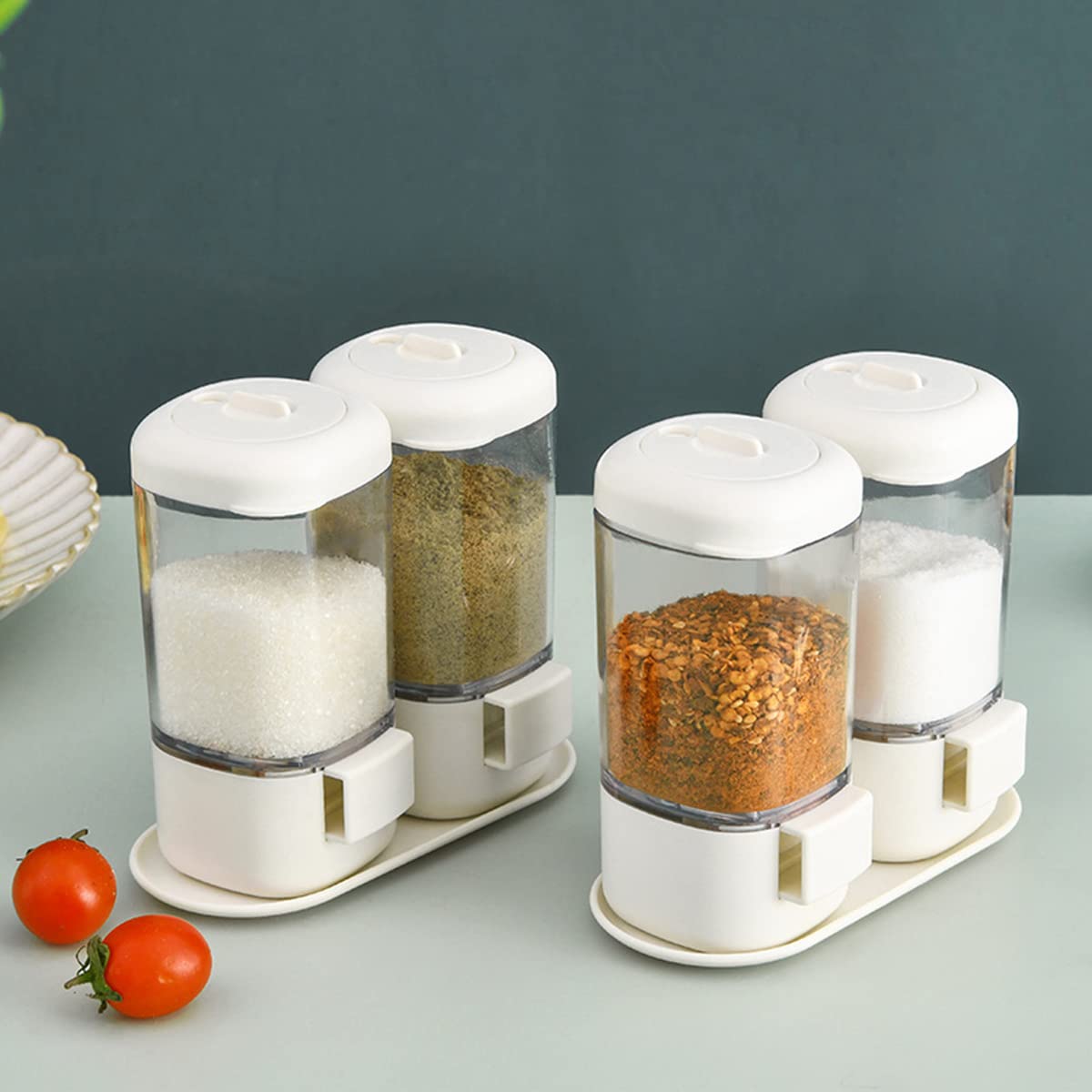 NUOYANG 2 Pack Salt and Pepper Shakers with Pallet, Dispenser