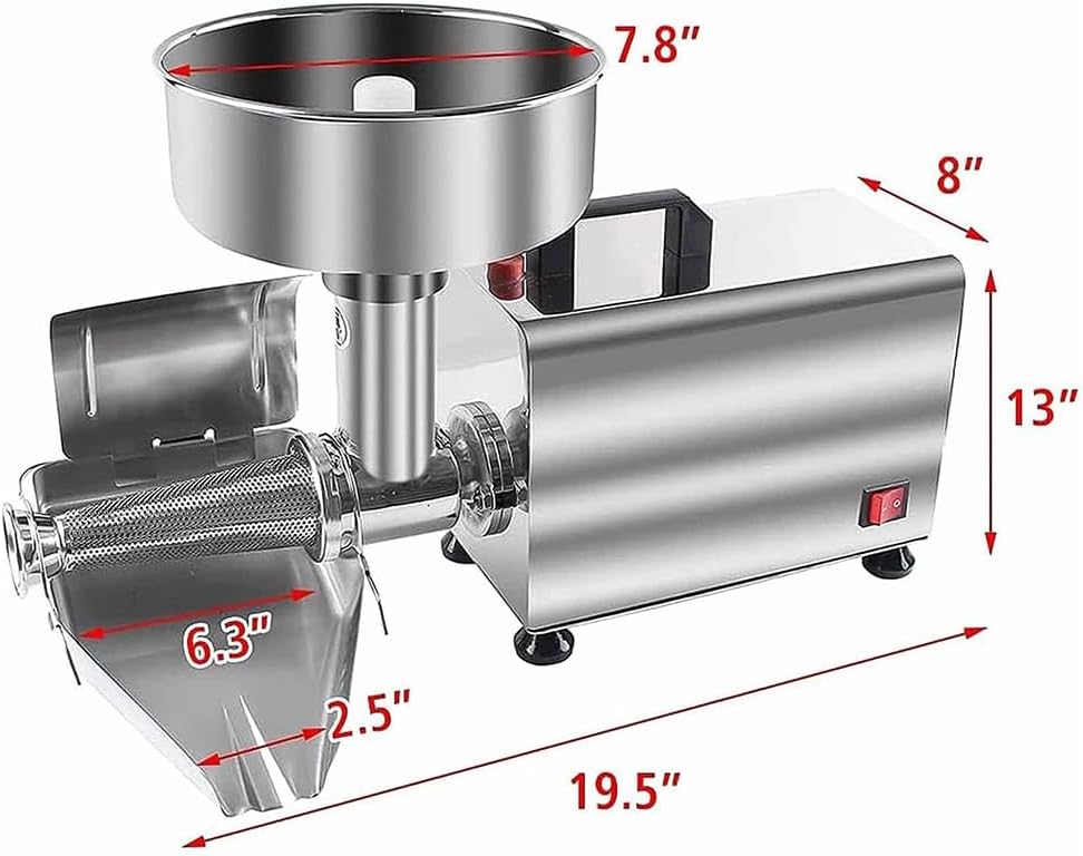 Commercial Electric Tomato Strainer Machine, Stainless Steel Food Milling Press Machine Sauce Maker, Jams & Sauces Squeezer Maker for Canning Tomato Purees Sauces