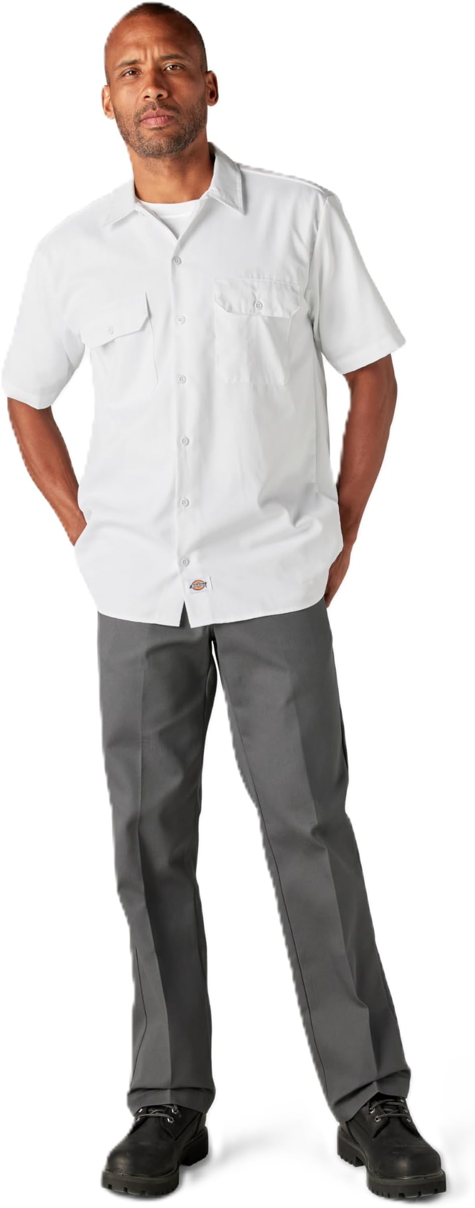 Men’s Short Sleeve Work Shirt – Durable Twill Button Down Shirts for Men, Lightweight Uniform for Daily Wear