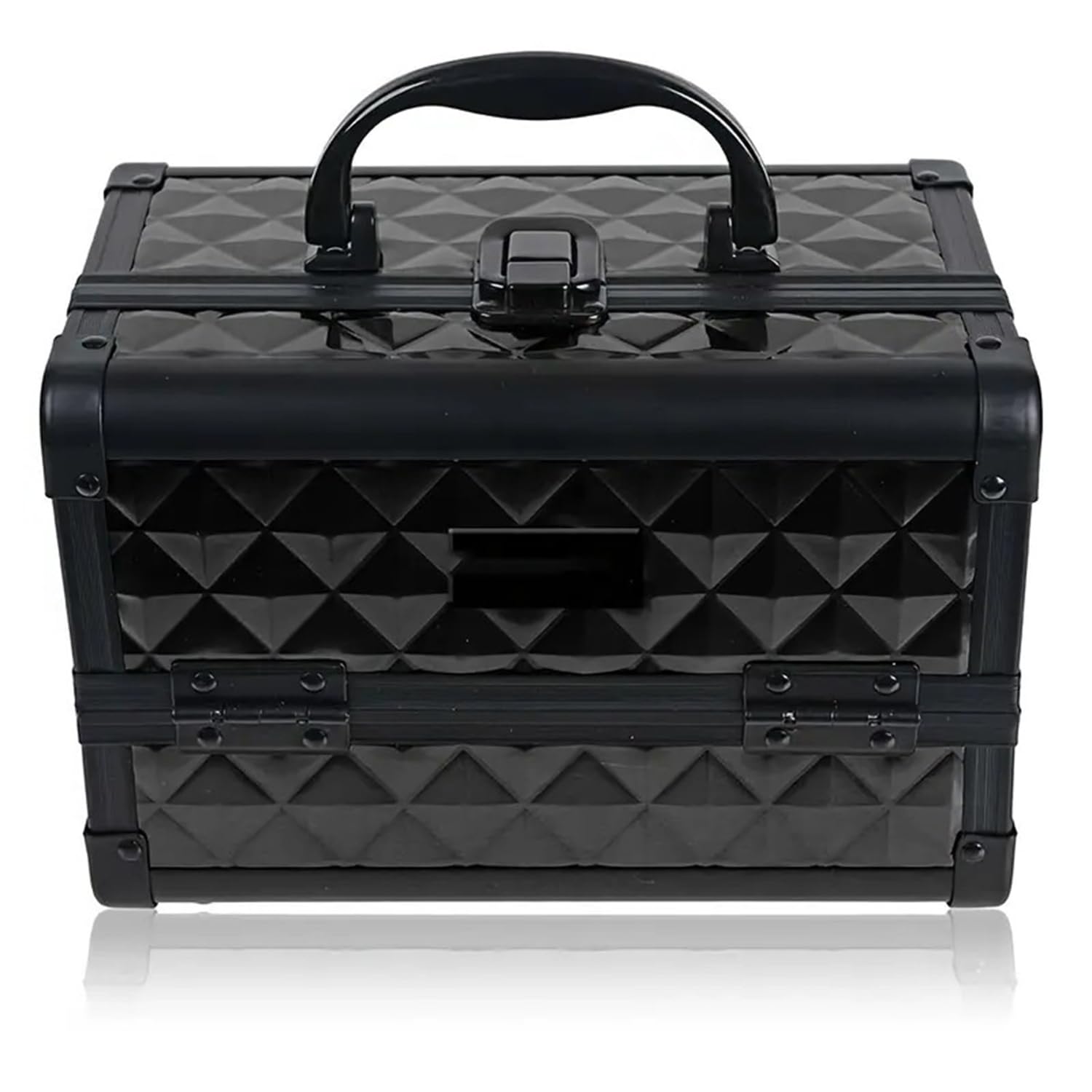 Valigetta per Il Trucco, Valigetta per Il Trucco Professionale con Specchio, espandibile a 3 Strati, Mini Beauty Case con Serratura (Nero),Nero