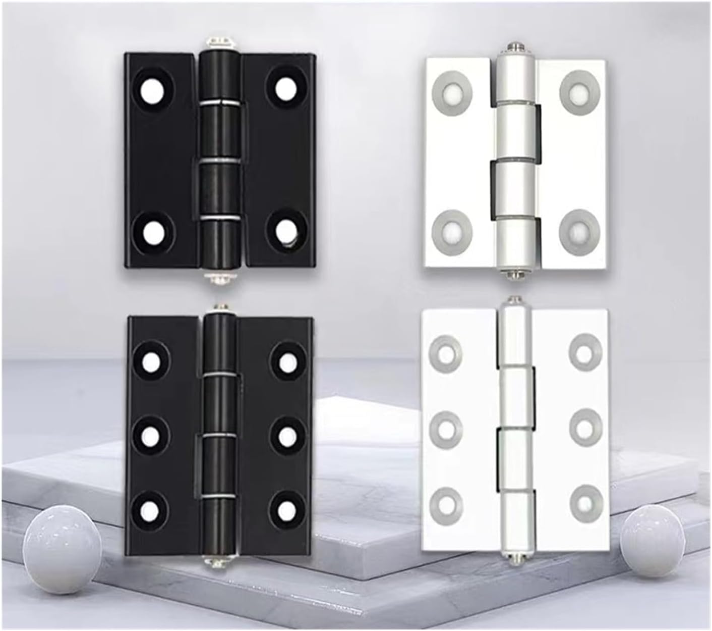 Yatuopng Black Heavy Folding Hinge,2Pcs New Multi-Size Optional Zinc Alloy Reliable Efficacy Folded Closet Cupboard Cabinet Silver Tone Door Pipe Tube(,Hole Spacing (46Mm*40Mm))