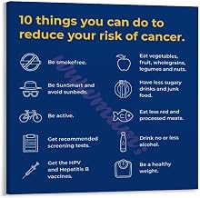 10 Things You Can Do to Reduce Your Risk of Cancer Poster Hospital Wall Art Poster Canvas Painting Posters And Prints Wall Art for Living Room Bedroom Decor 20x20inch(50x50cm) Frame-style