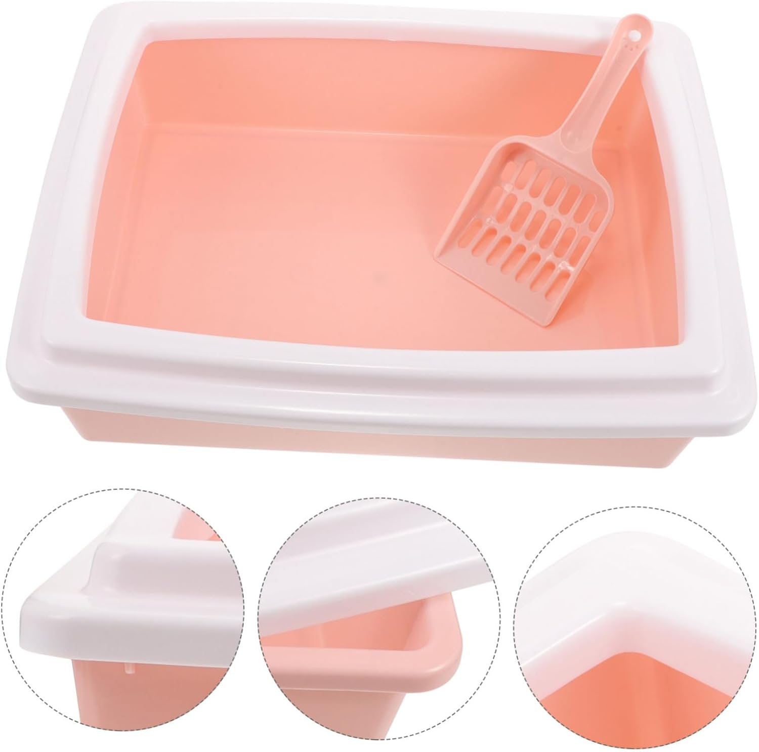 Cat Litter Box Semi-Enclosed Cat Litter Tray with High Fence -Splash Design and Sifting Scoop for Easy Cleaning for Home Use