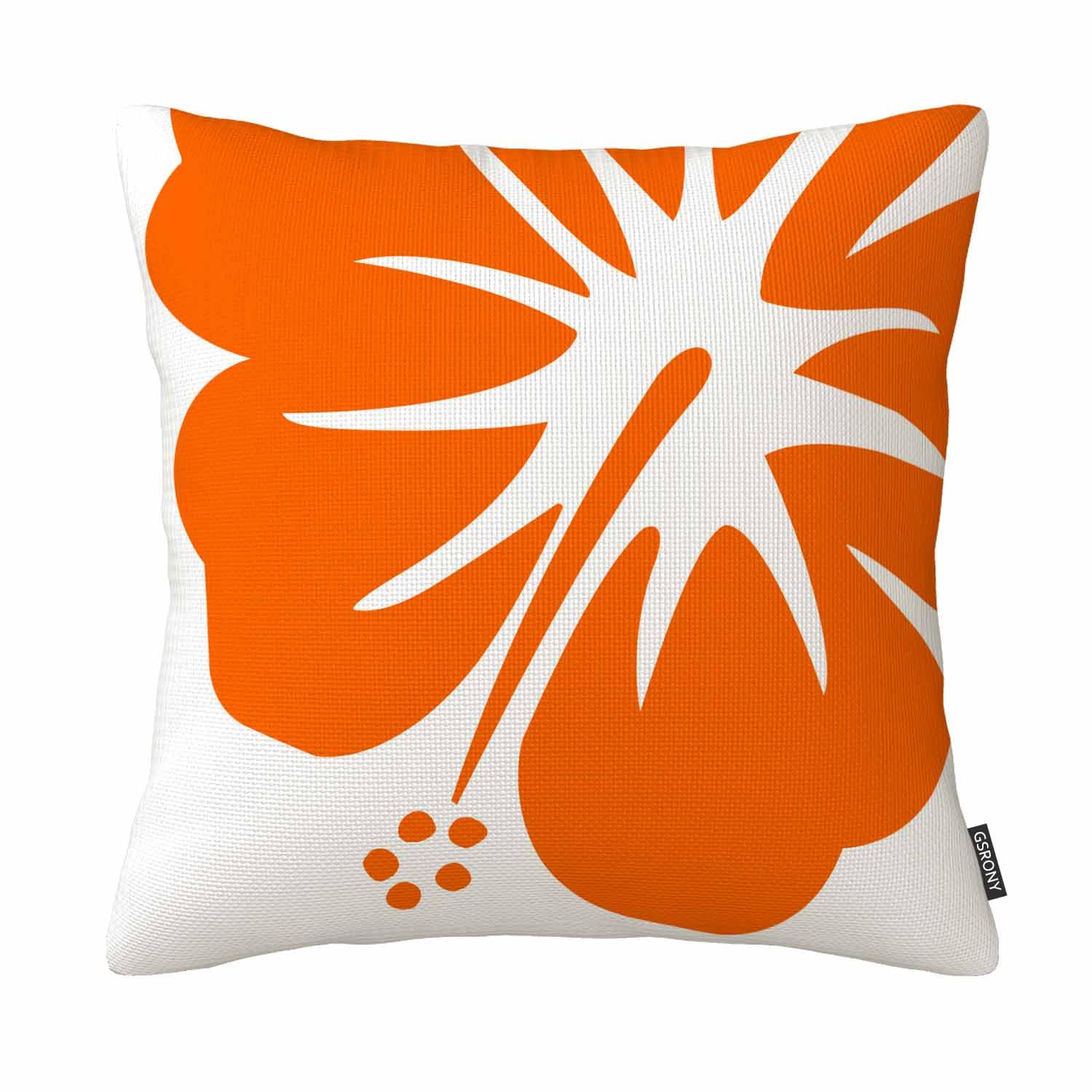 GSRONY Floral Throw Pillow Covers Orange Hibiscus Cushion Pillow Case Home Decor Pillowcase 18x18 Inches