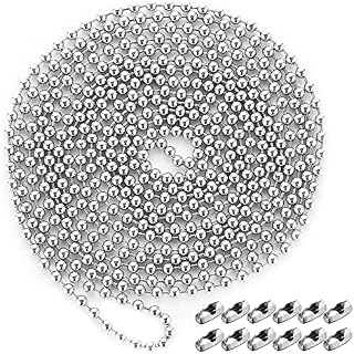 GloBosenPur 4.5mm Metal Beaded Roller Blind Chain Extension Cord, 9.8 Feet/3 Meter Beaded Pull Chain with 12 Matching Connectors