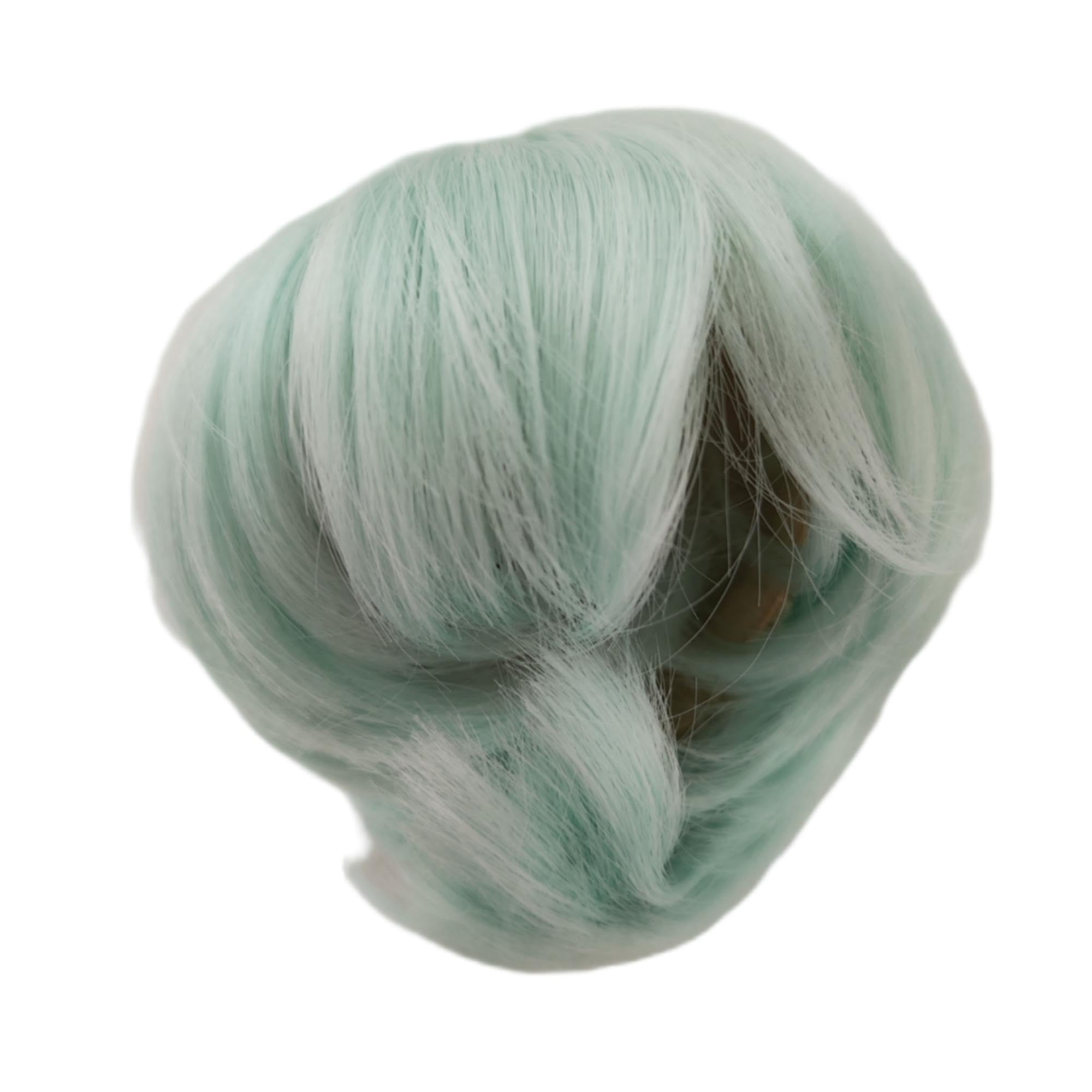 1/3 1/4 1/6 1/8 bjd sd Doll Wig Short Black Hair high Temperature Fiber Antique Wolf Tail Styling Blank Hair Set (Mint Green, 1/4)