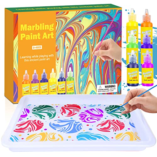 Marbling Paint Kit For Kids Water Art Paint Set Arts And Crafts For Girls & Boys Age 4-12 Gift For Easter Christmas Thanksgiving Kids Activities For Age 4 5 6 7 8 9 10 #TOP1