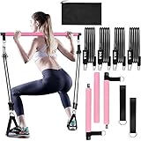 GOGO Pilates Bar Kit with Latex Resistance Bands, Pink Pilates Weight Bar Equipment for Yoga Workout Home Gym Strength Training