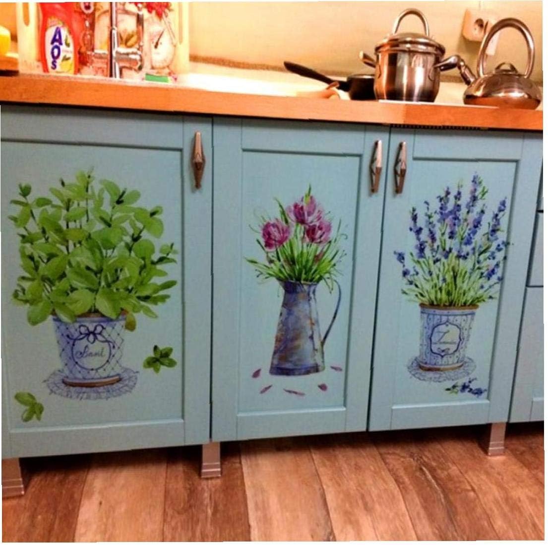 Home Decor Diy Wall Stickers Flower Pot Kitchen Window Glass Bathroom Decals Waterproof (random Style)