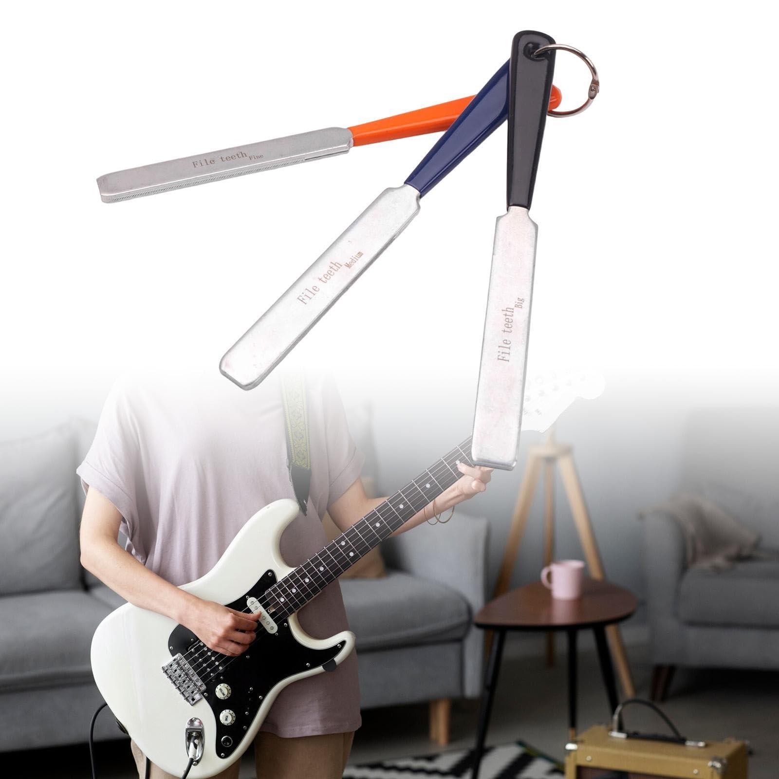Set di 3 lime per capotasti per chitarra elettrica, strumento per tasti per chitarra, accessori per strumenti musicali, lime per scanalature dei