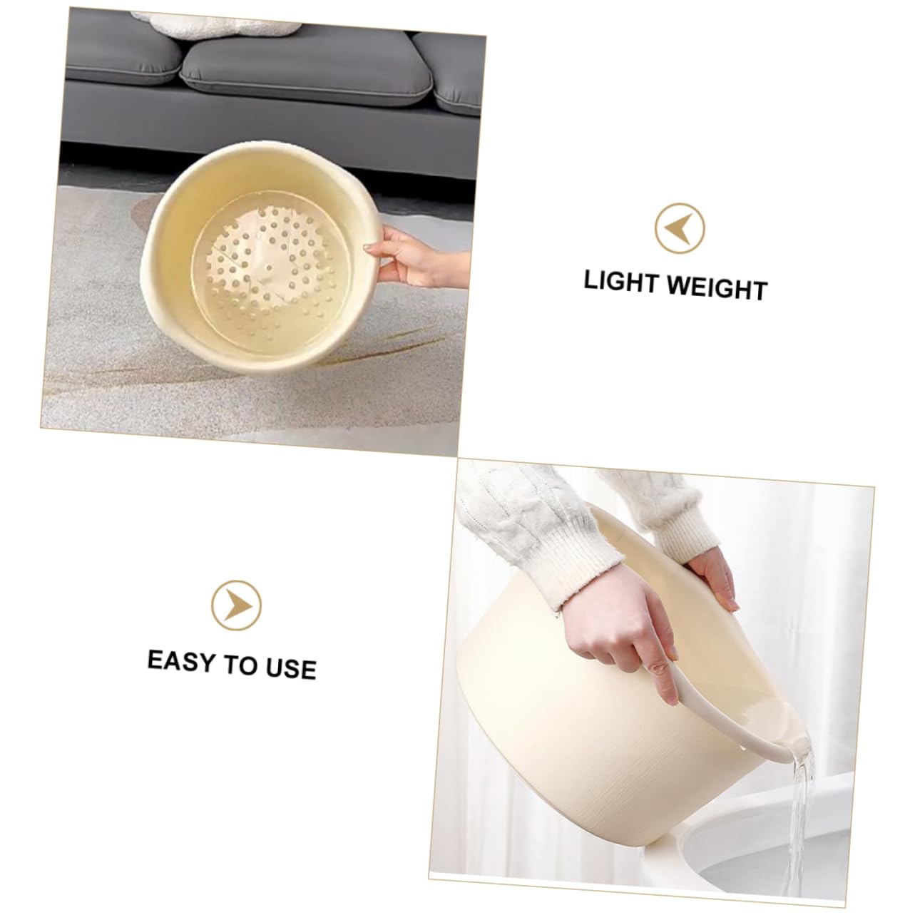 DOITOOL Portables und Leichtes Fußbecken Strand aus Pp Kunststoff für Home und Outdoor Funktionales Fußbad mit Beige Farbe und Praktischem Design für Eltern