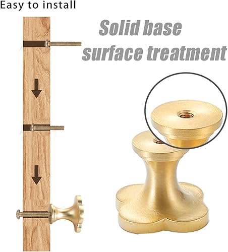 Miniatura 3 de 6 pomos de trébol de latón de cuatro hojas, pomos dorados para gabinete, cajón, tocador, muebles, cocina, armario, baño, tiradores decorativos de